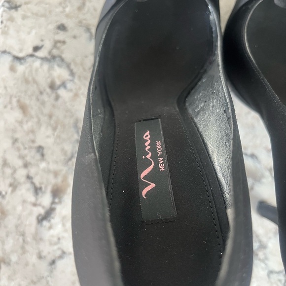 Nina Black High Heel Pumps with Decorative Toe - Picture 9 of 9